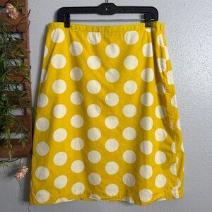 Boden Yellow A-line Skirt with white polka dots